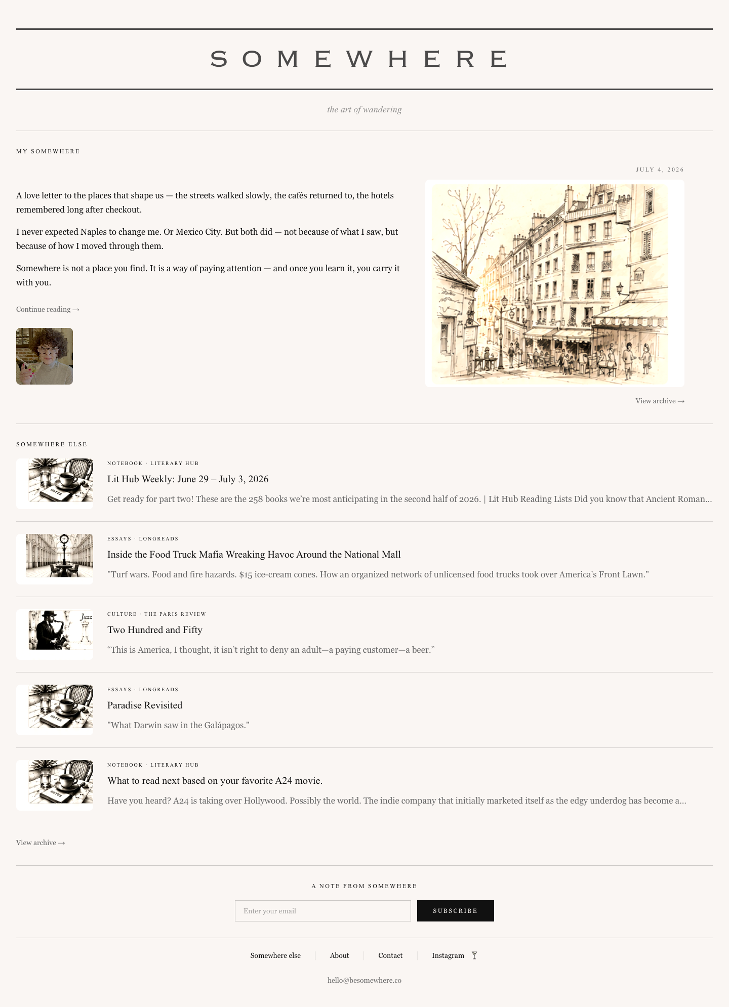 Somewhere Homepage Mockup